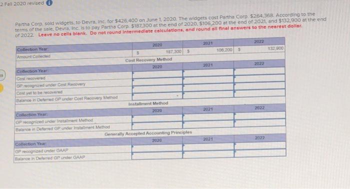  2 Fall 2020 revised Partha Corp. sold widgets to Devia, Inc.