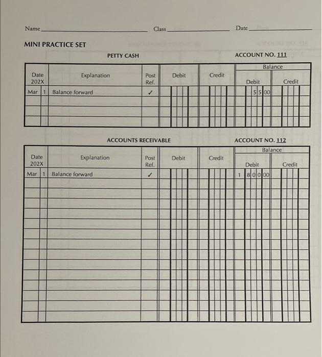 help you get started in March. Balances in subsidiary ledgers as of
