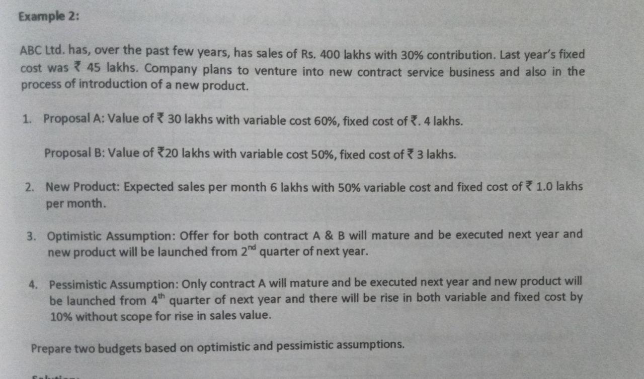 Example 2: ABC Ltd. has, over the past few years, has
