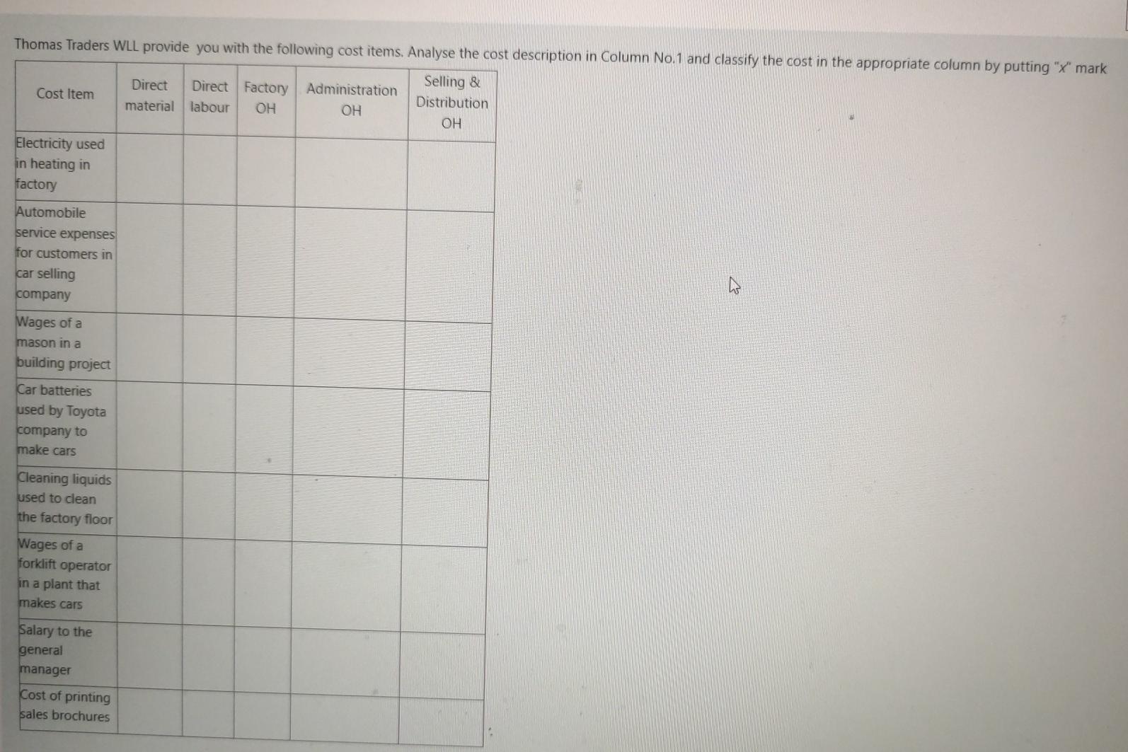 solve quickly please Thomas Traders WLL provide you with the following
