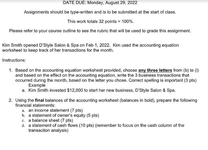  This work totals 32 points =100%. Please refer to your course