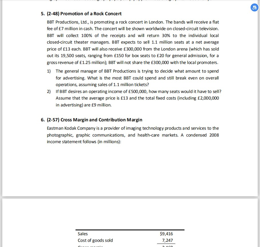 all 1. (2-A1) Fixed- and Variable- Cost Behavior Consider a particular Boeing