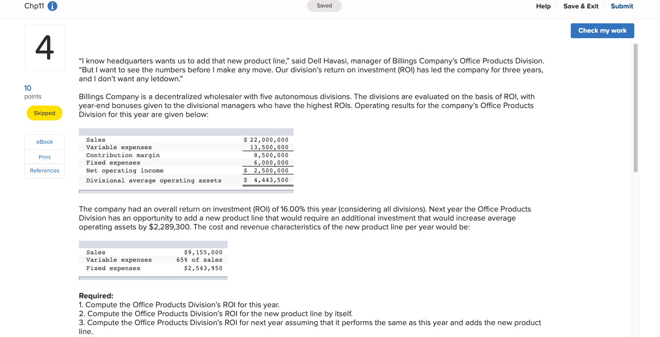  Chp11 0 Saved Help Save & Exit Submit Check my work