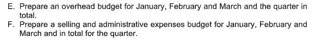 put together their first quarter operating budget for 2011: Sales (units) January