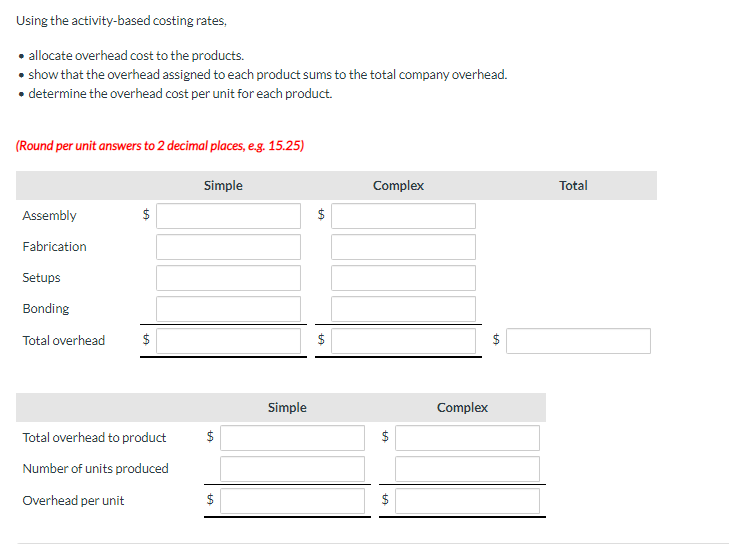 bells and whistles. The company has always allocated overhead costs to products
