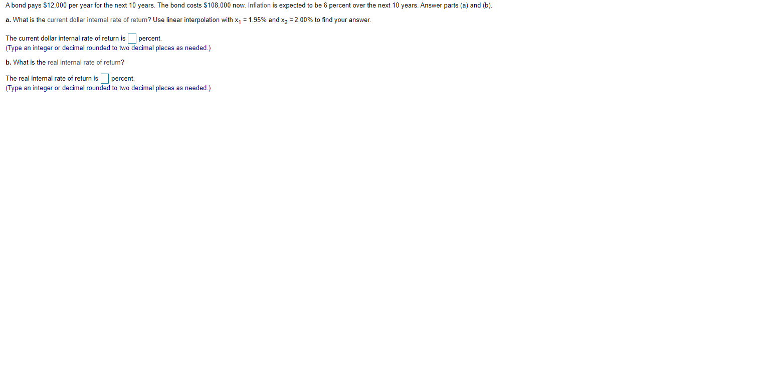 Please Explain Step by Step Thank you! A bond pays $12,000 per