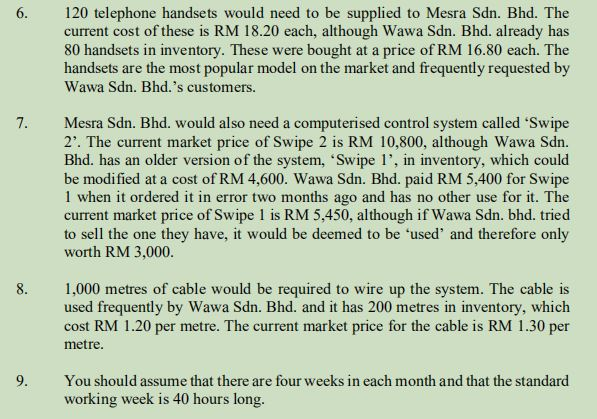 detailed notes showing how each cost has been arrived at and explain