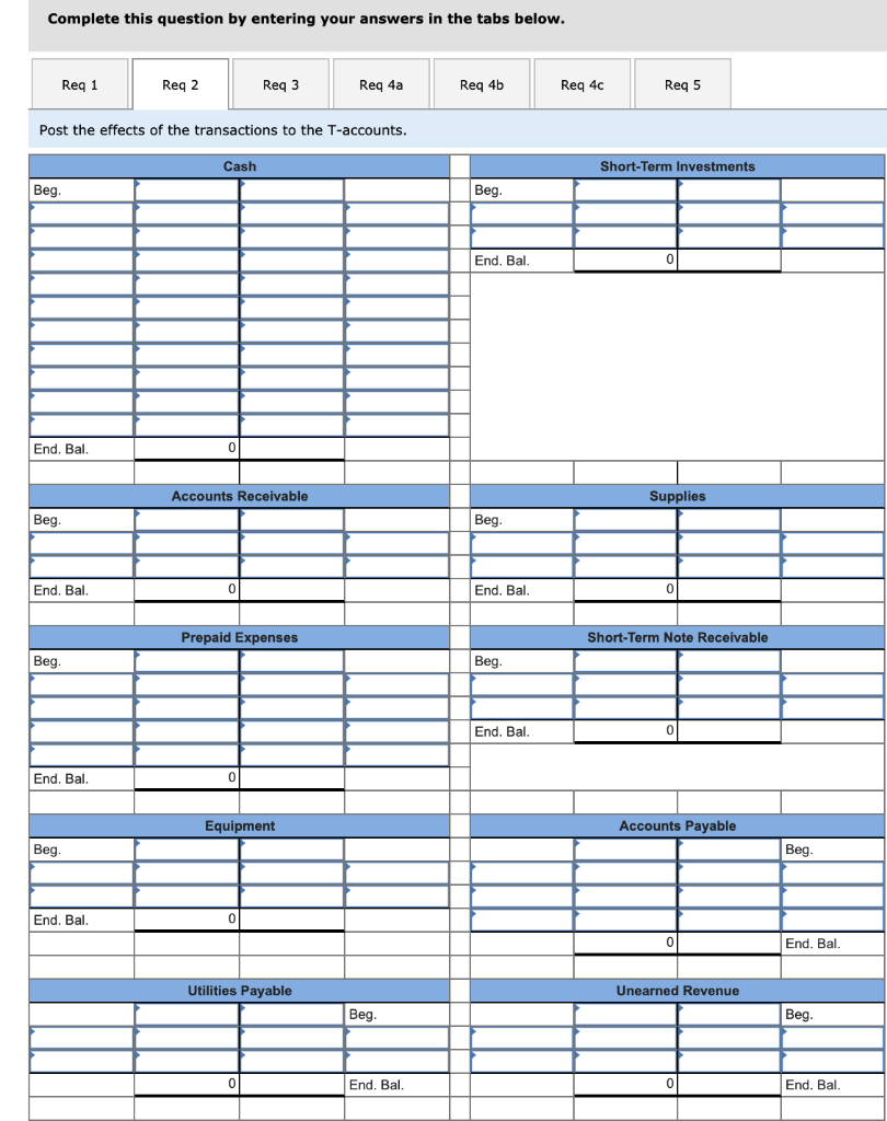 Entries, Posting Effects to T-Accounts, Preparing Unadjusted Financial Statements, and Performing Ratio
