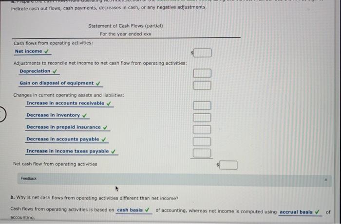 following items for year: Depreciation expense $57,300 Gain on disposal of equipment