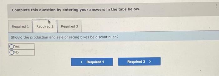 and a racing bike. Data on sales and expenses for the past