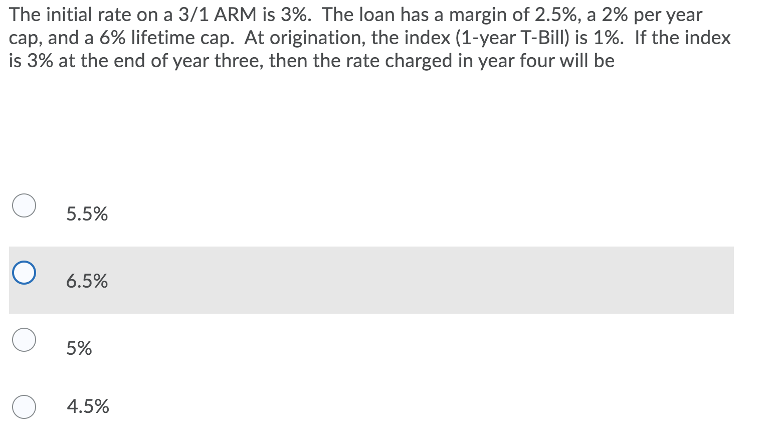 The initial rate on a 3/1 ARM is 3%. The loan