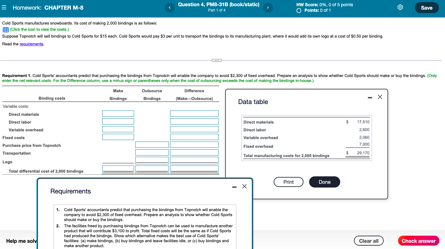 Please read the requirements and do those too! = Homework: CHAPTER M-8