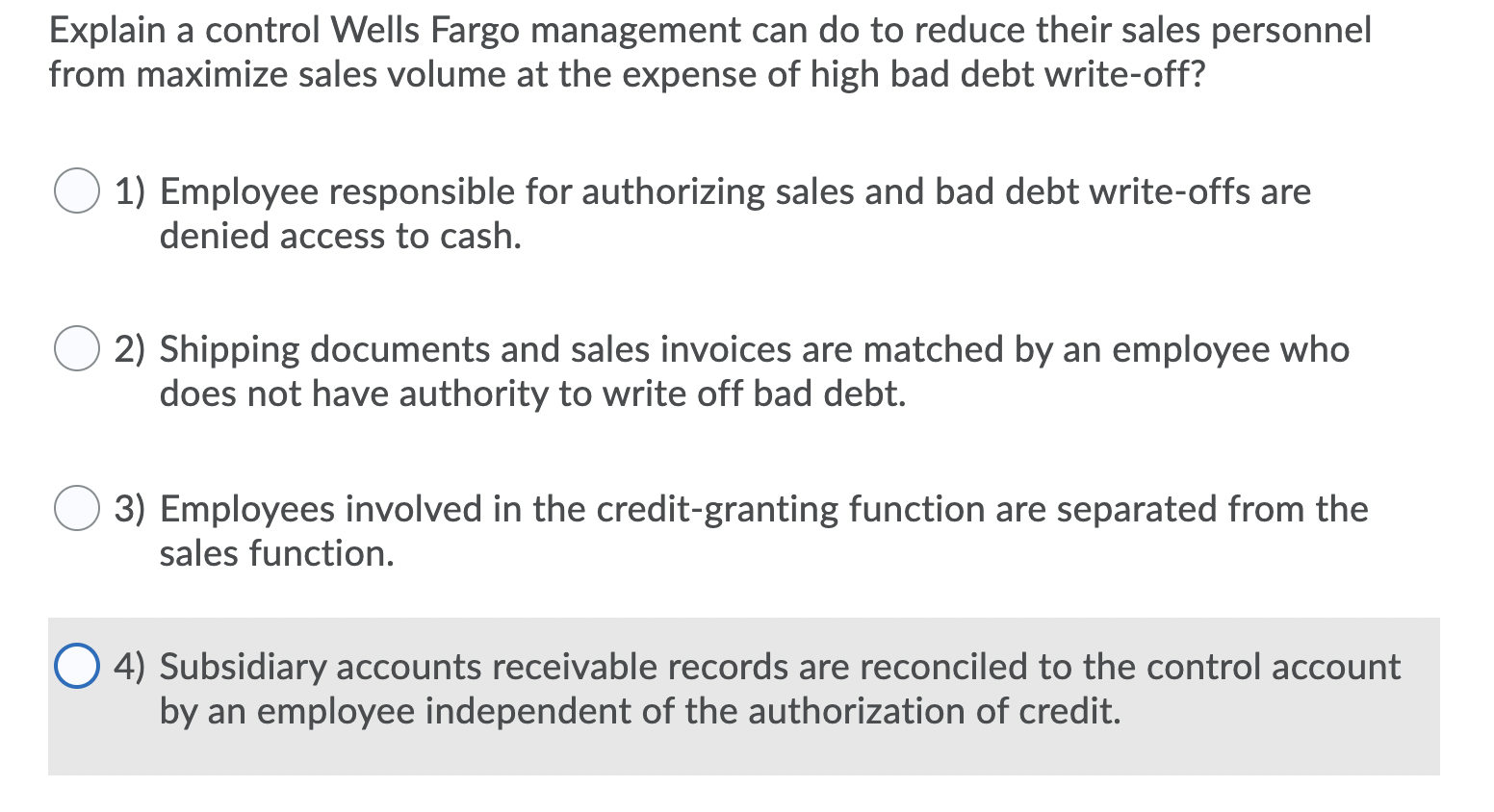  Explain a control Wells Fargo management can do to reduce their
