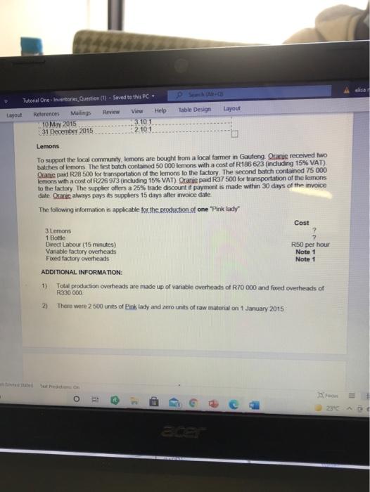 Ltd (Oranie") is the leading manufacturer of frozen fruit juices in South