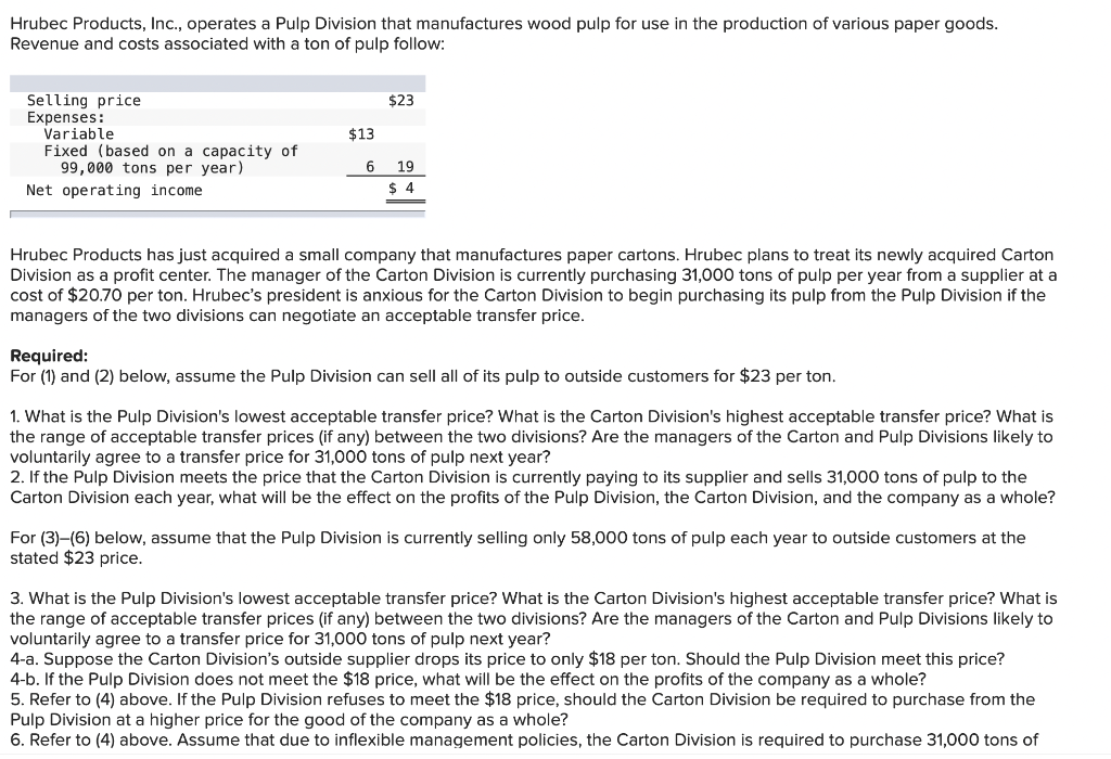 Please help will give thumbs up for correct answers(: Hrubec Products, Inc.,