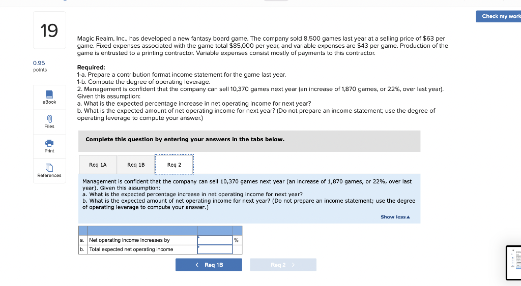 company sold 8,500 games last year at a selling price of $63