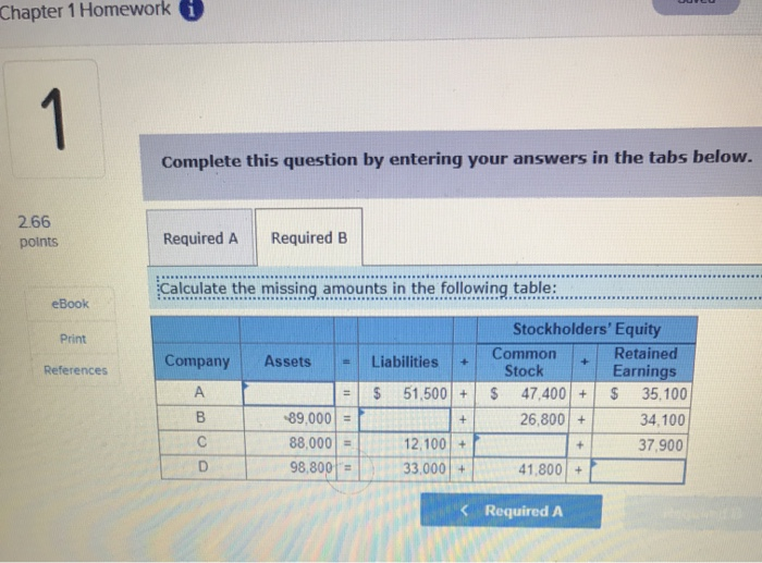  Chapter 1 Homework i Complete this question by entering your answers