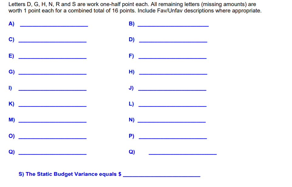 report below, however some amounts are missing. The actual sales price per