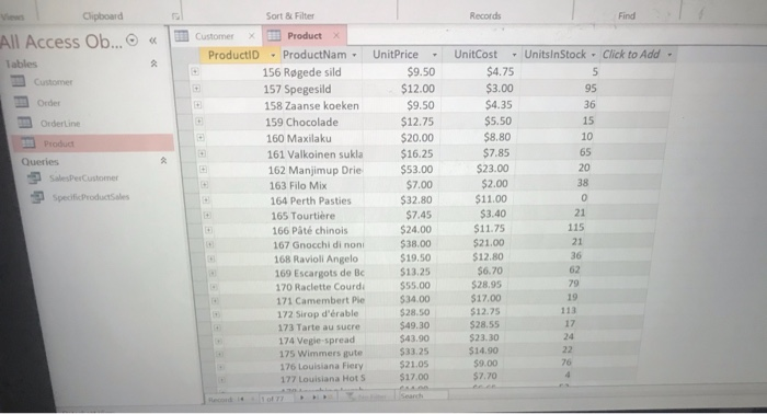 Order: Order Line: You must import data into the provided Access Database,