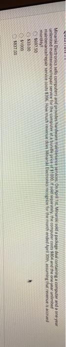  YU Minarski Electronics sells computers and provides hardware maintenance services. On