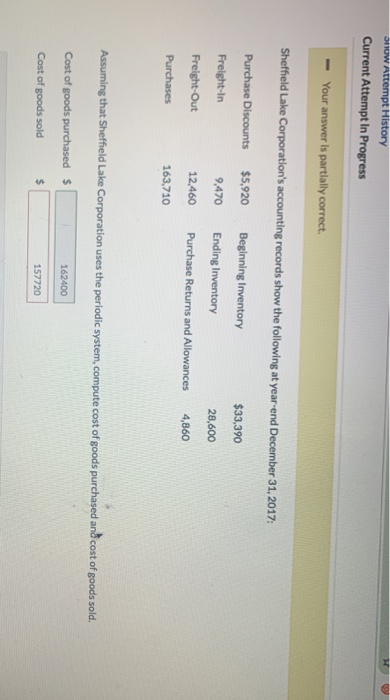  Onow Attempt History Current Attempt In Progress - Your answer is