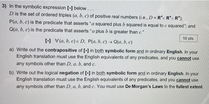  X 3) In the symbolic expression [-] below... D is the