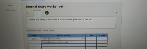  Record the entry in loss year 208 when the provision is
