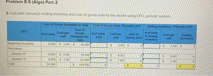 January with 9,000 units of its principal product. The cost of each