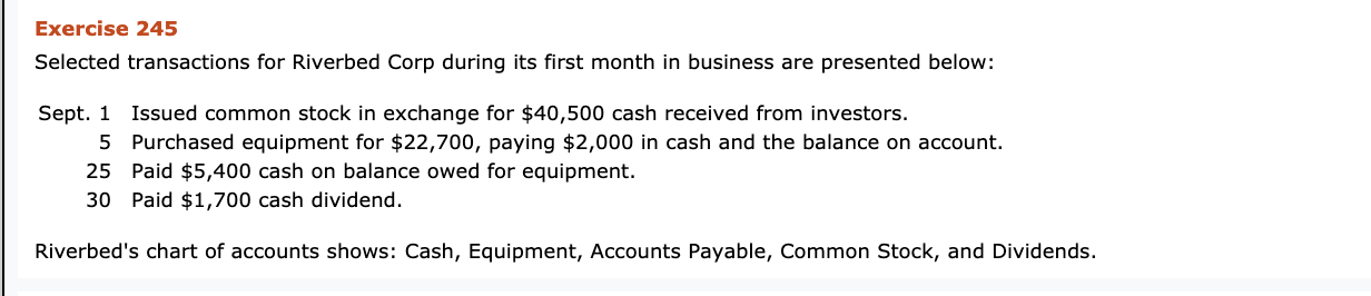  Exercise 245 Selected transactions for Riverbed Corp during its first month