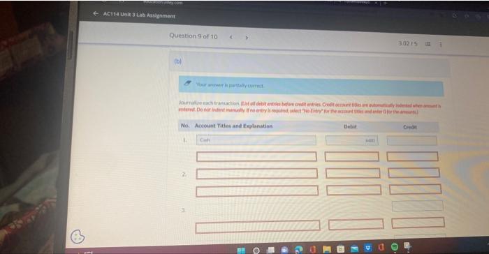 b Lab Asslement (b) No. Aocount Tities and Emplanation 2. \& Act14