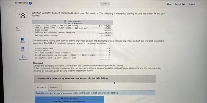  CHAPTER 6 Help Save & Ext Submit 18 10 DV Whitman