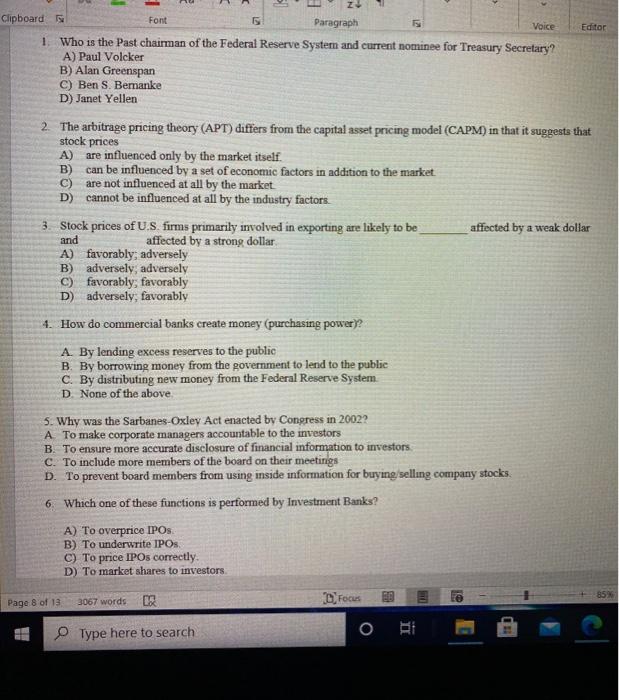 Font Paragraph Voice 1. All other factors remaining the same, the U.S.