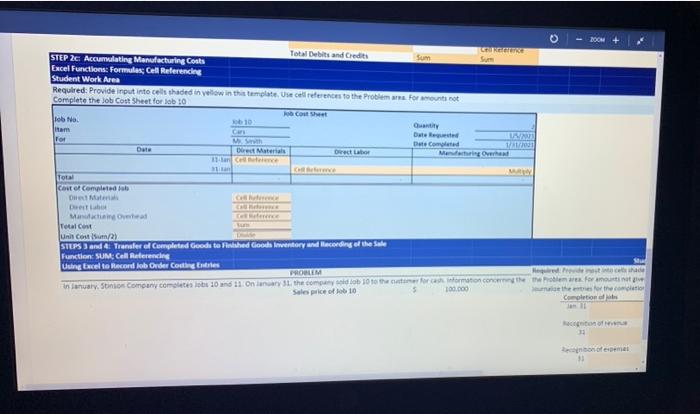 Project 12. lob Order Costing Stinson received two odobe 10 and 11)