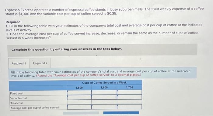do this. i will upbote if the answers are corrrect Espresso Express