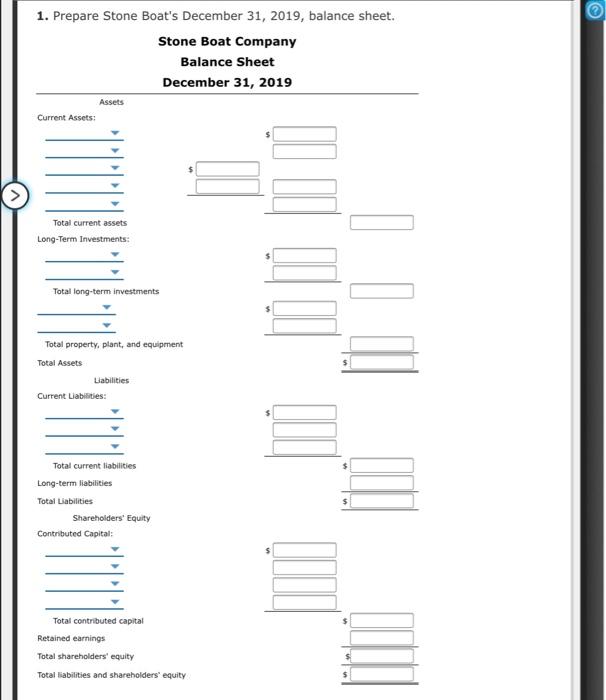 The following is an alphabetical listing of Stone Boat Company's balance sheet