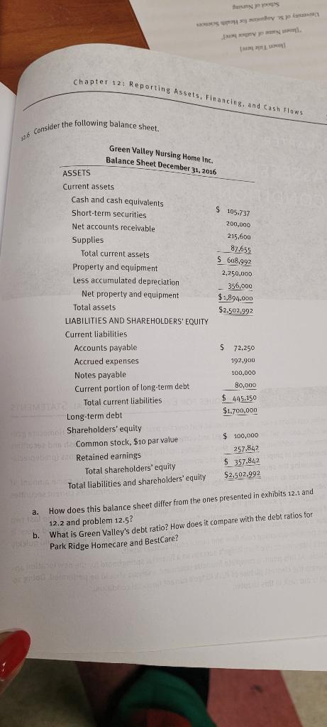  Chapter 12: Reporting Assets, Financing, and Cash Flows no Consider the