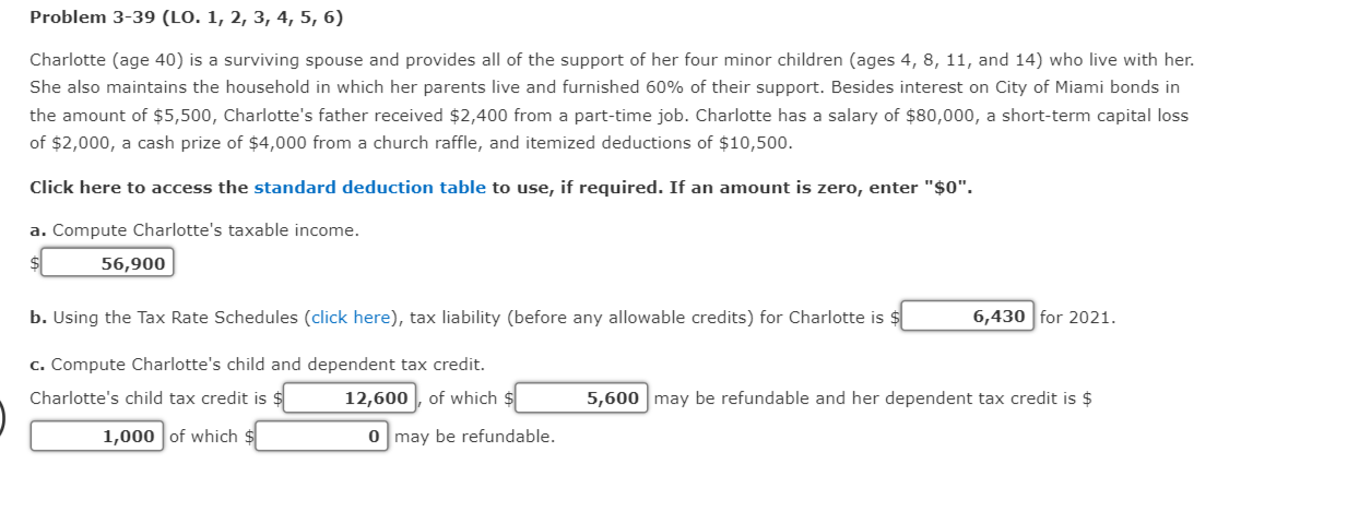 Please answer it correctly Problem 3-39 (LO. 1, 2, 3, 4, 5,