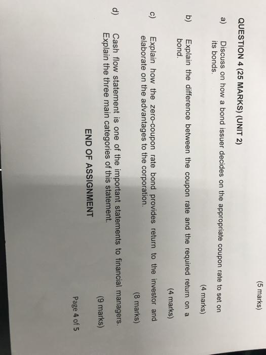  (5 marks) QUESTION 4 (25 MARKS) (UNIT 2) a) Discuss on