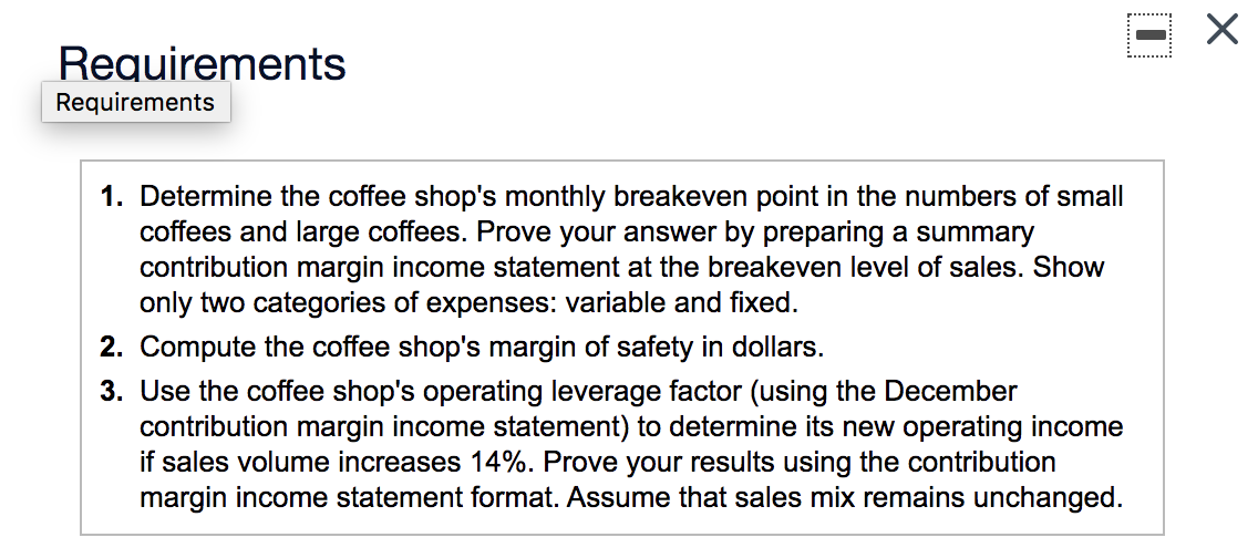 sells for $2.00 , with a variable expense of $1.00. A large