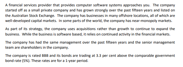 Answer the Question below please - the Calculation part A financial services