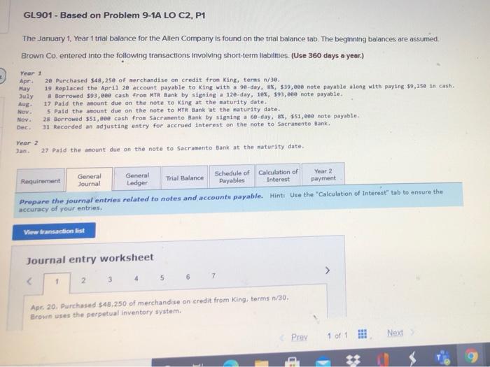  GL901 - Based on Problem 9-1A LO C2, P1 The January