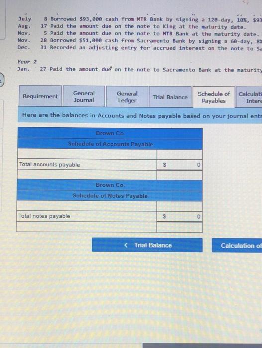the trial balance tab. The beginning balances are assumed Brown Co. entered