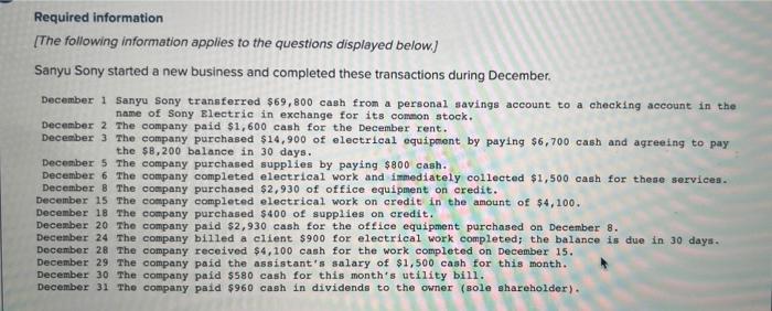 please include full table in answer Required information [The following information applies