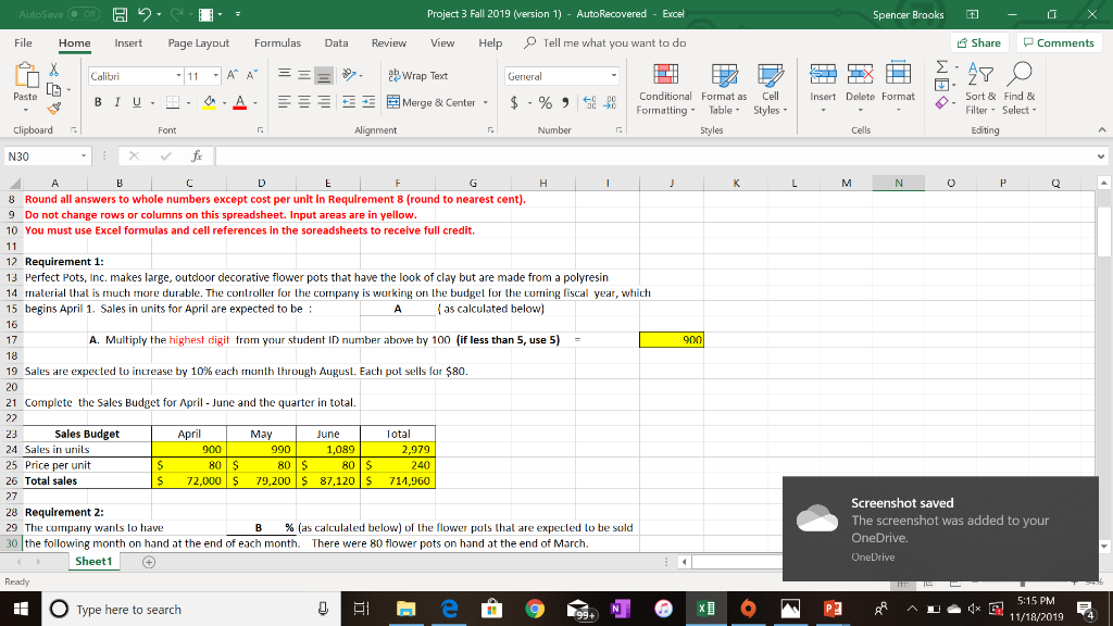 o X Comments Formulas Data Review View Help Spencer Brooks - Share