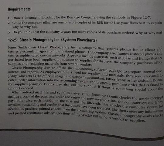  Requirements 1. Draw a document flowchart for the Berridge Company using