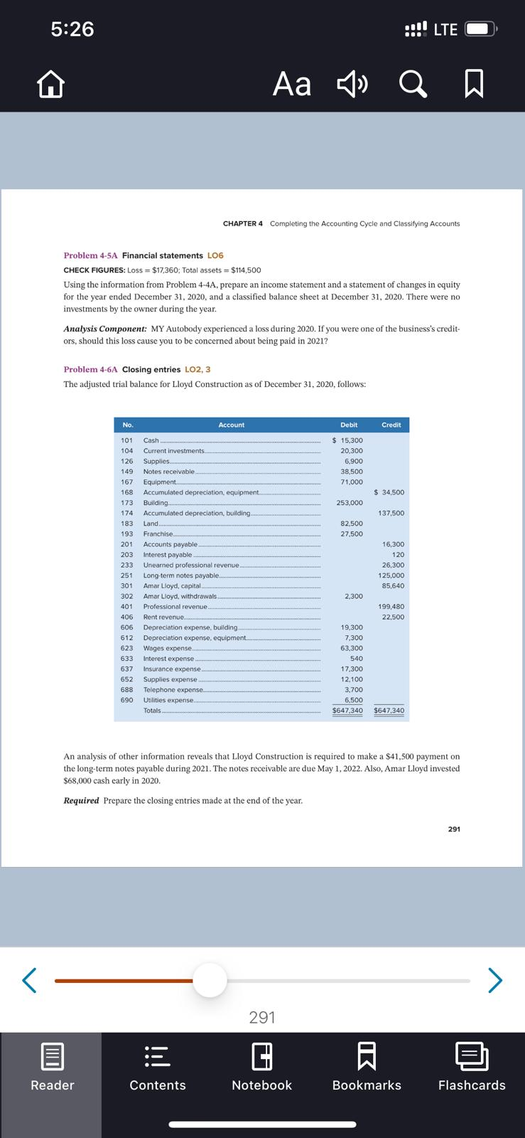Complete Problem 4-6A on page 291 and Problem 4-7A on page 292