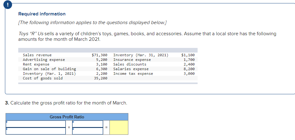 of building Inventory (Mar. 1, 2021) Cost of goods sold $71,300 Inventory