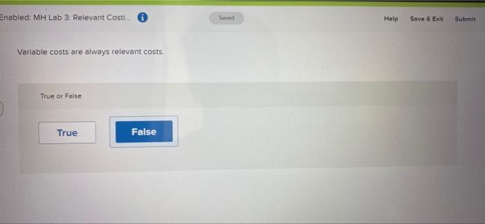 Save & Exit Submit An avoidable cost is a cost that can