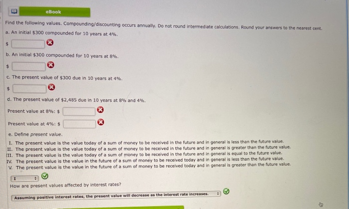 please show all work and not excel ! D eBook Find the