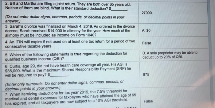 someone check if the answer is correct, 2. Bill and Martha are